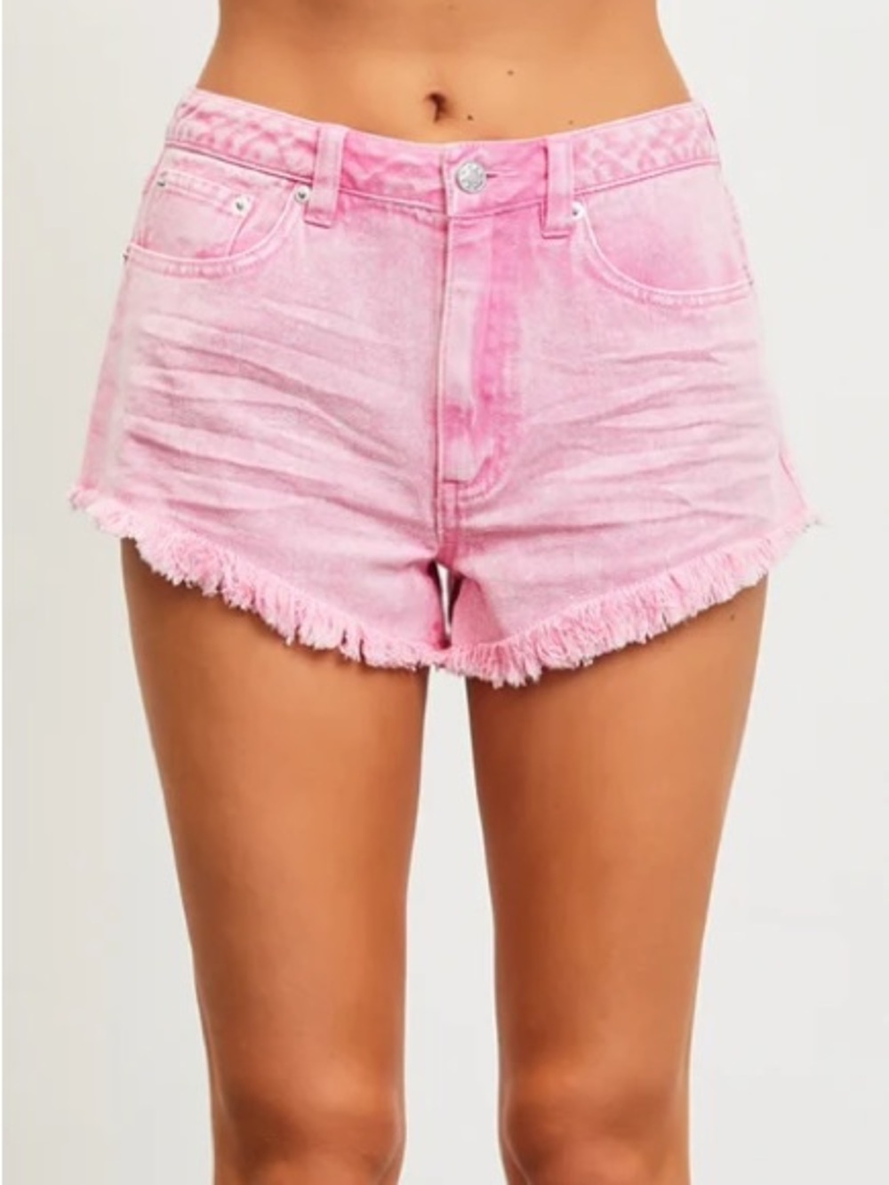 ZARA High-Rise Cotton Candy Pink Denim Frayed Hem Women's Cut Off Shorts NWT 4